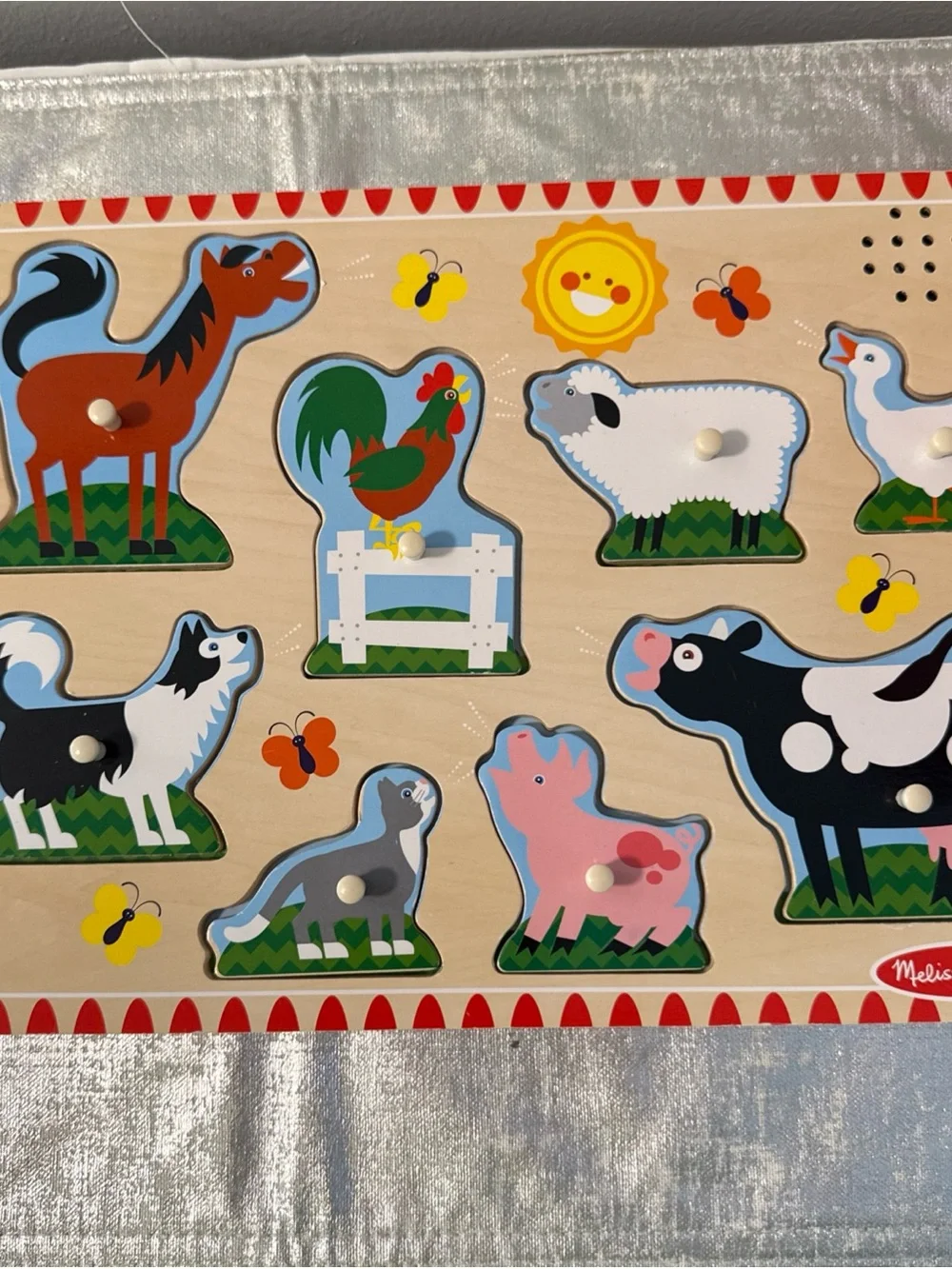 Melissa & Doug Wooden Farm Animals Peg Puzzle - Multi-Color
